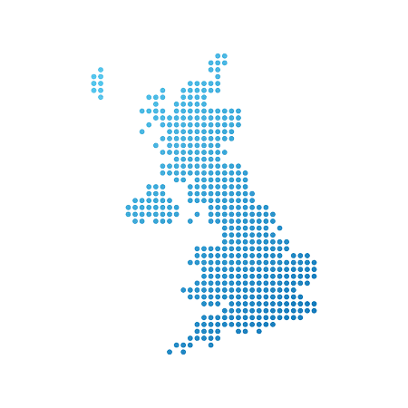 map of uk in blue dots